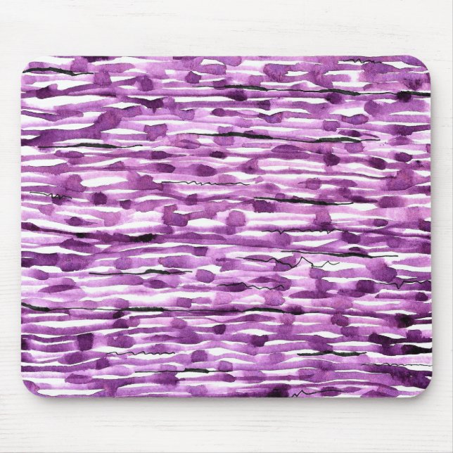 Purple Abstract Watercolor Stripes Mouse Mat (Front)