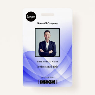 Purple Abstract Wave Business Photo ID ID Badge