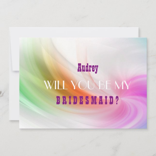 Purple Abstract Wave Will you be my Bridesmaid? Invitation (Front)