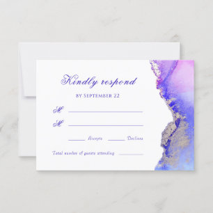 Purple Abstract Wedding RSVP Card