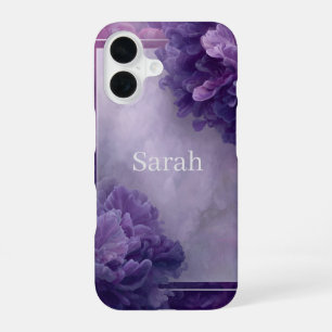 Purple Abstract, White Lines iPhone 16 Case