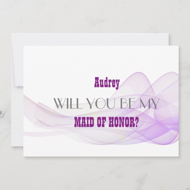 Purple Abstract Will you be my MAID OF HONOR? Invitation (Front)