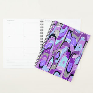 Purple Abstract with Blue and Black Planner