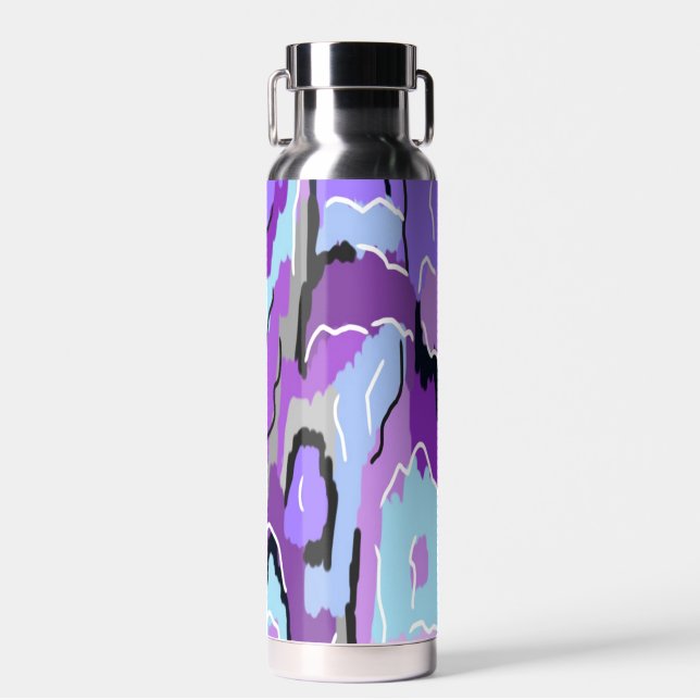 Purple Abstract with Blue and Black Water Bottle (Front)