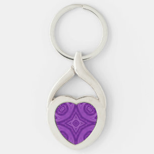 Purple abstract wood pattern key ring