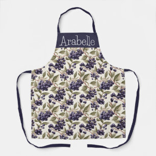 Purple Acai Berries with Green Leaves Apron