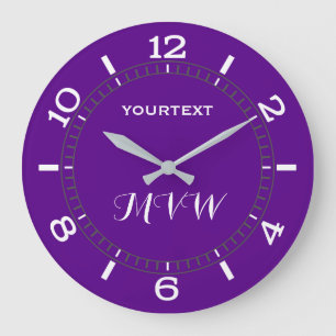 Purple Accent Decor Dial Easily Personalised Large Clock