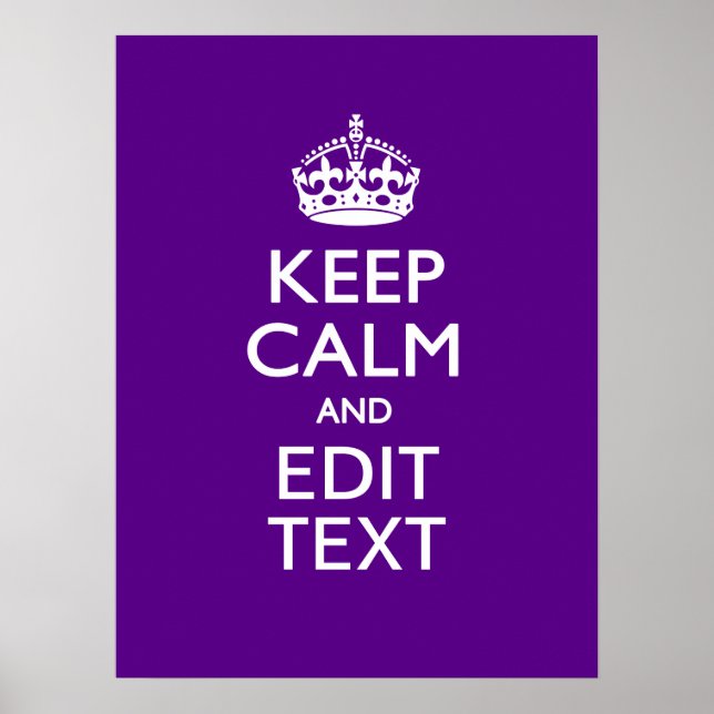 Purple Accent Keep Calm And Your Text Easily Poster (Front)