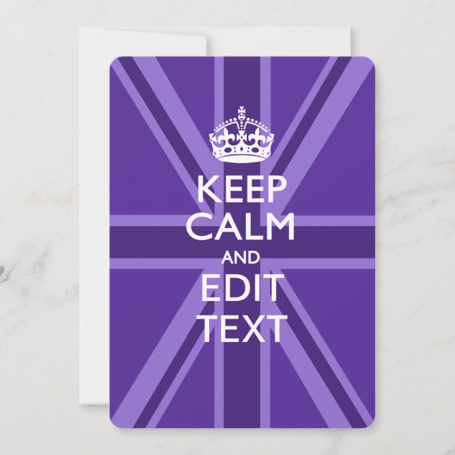 Purple Accent Keep Calm And Your Text Union Jack (Front)