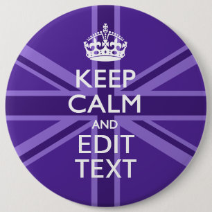 Purple Accent Keep Calm And Your Text Union Jack 6 Cm Round Badge