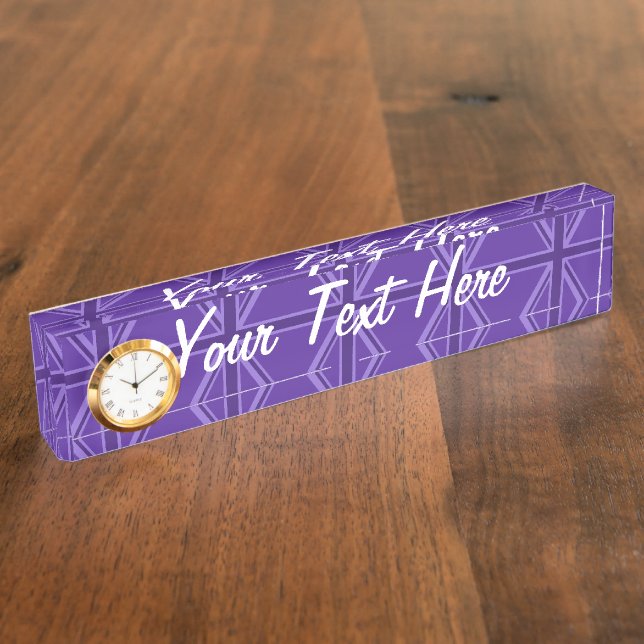Purple Accent Union Jack Decor Nameplate (Side)