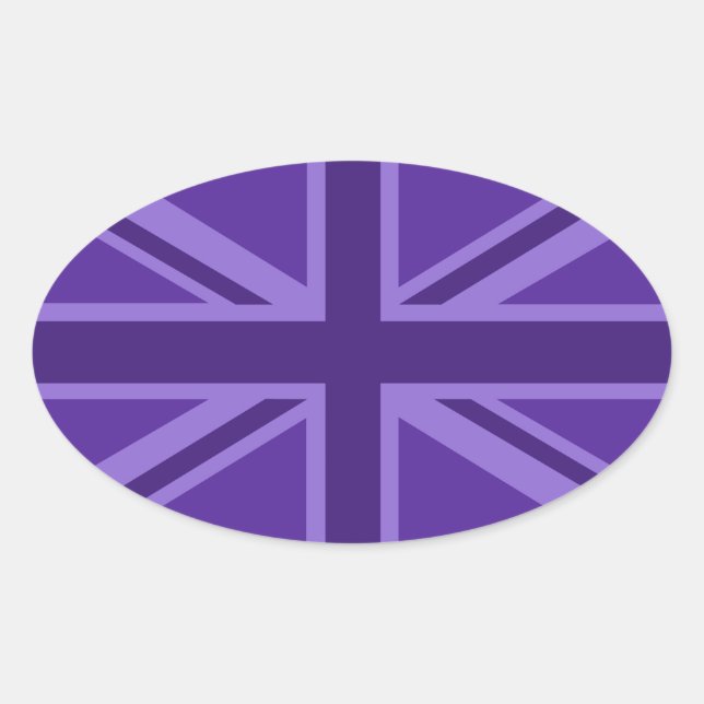 Purple Accent Union Jack Decor Oval Sticker (Front)