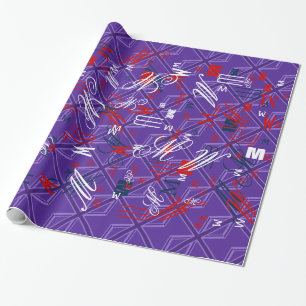 Purple Accent Union Jack Decor Wrapping Paper