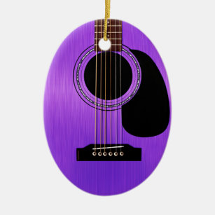 Purple Acoustic Guitar Ceramic Tree Decoration