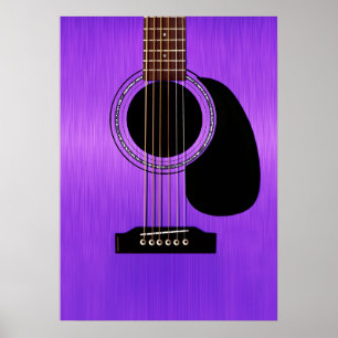 Purple Acoustic Guitar Poster
