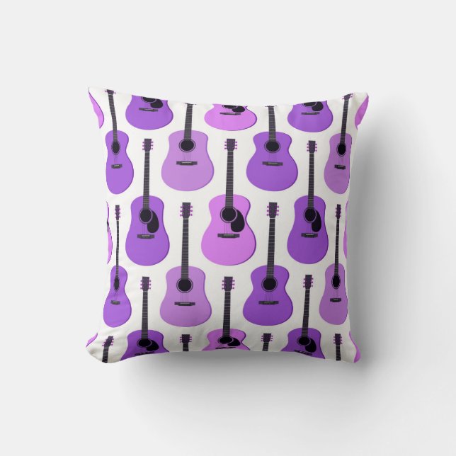 Purple Acoustic Guitars Pattern Cushion (Front)