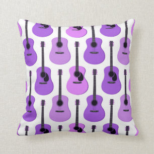 Purple Acoustic Guitars Pattern Cushion