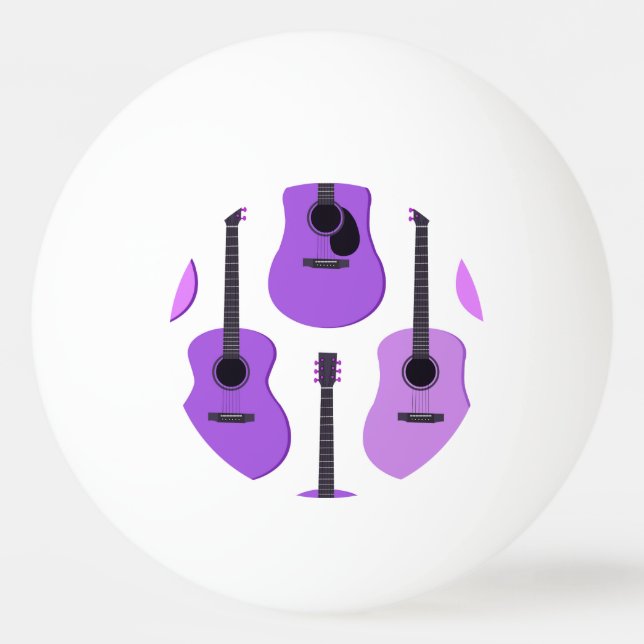 Purple Acoustic Guitars Pattern Ping Pong Ball (Front)