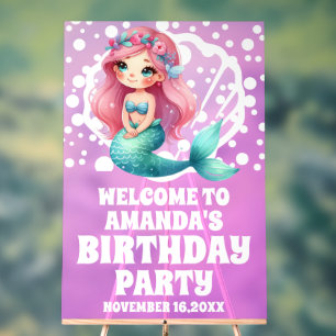 Purple Acrylic Mermaid Birthday Party Welcome Sign