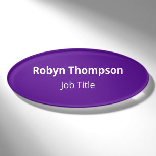 Purple Acrylic Oval Name Tag Magnetic Professional