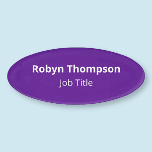 Purple Acrylic Oval Name Tag Magnetic Professional