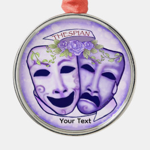 Purple Actor Masks Metal Tree Decoration