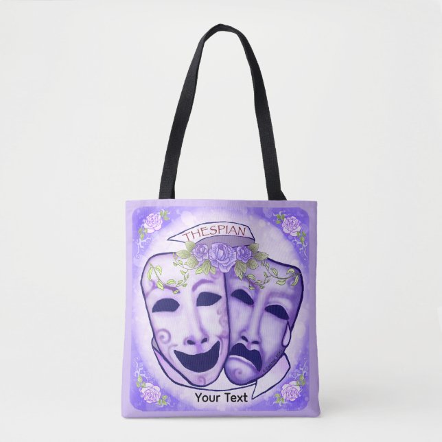 Purple Actor Masks Tote Bag (Front)