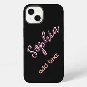 purple add name girl boss text black elegant iPhone 13 case