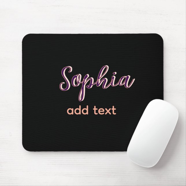 purple add name girl boss text black elegant mouse mat (With Mouse)