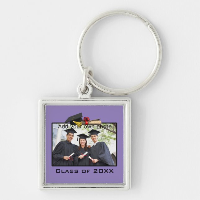 Purple Add your Photo / Year Graduation Key Ring (Front)