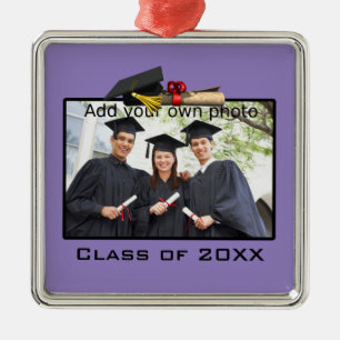 Purple Add your Photo / Year Graduation Metal Tree Decoration