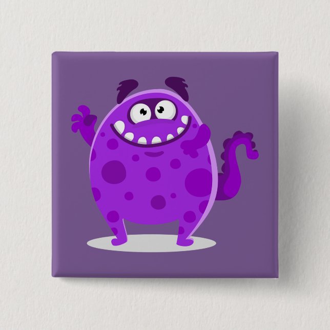 Purple Adorable Monster 15 Cm Square Badge (Front)