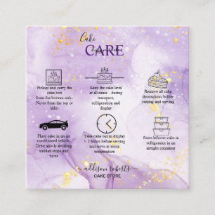 Purple Aesthetic Cake Care Square Business Card