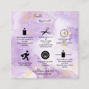 Purple Aesthetic Candle Care Square Business Card