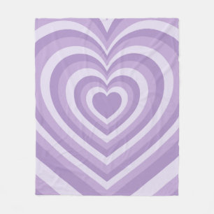 Purple Aesthetic Groovy Repeating Hearts Pattern Fleece Blanket