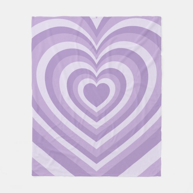 Purple Aesthetic Groovy Repeating Hearts Pattern Fleece Blanket (Front)