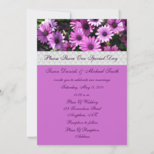 Purple African Daisies Flower Wedding Invitation