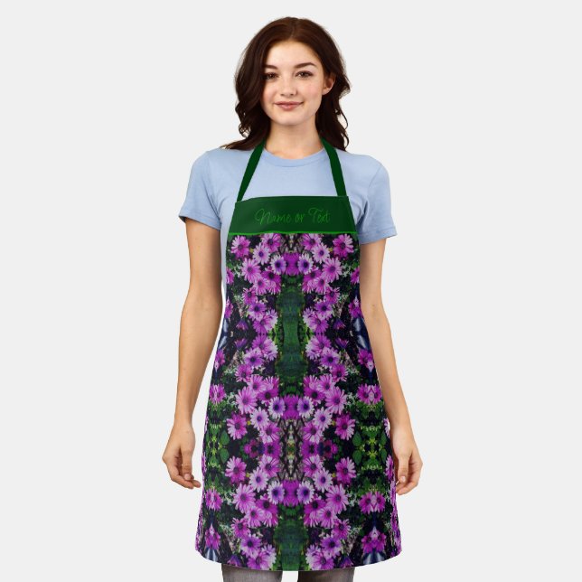 Purple African Daisy Flowers Abstract Personalised Apron (Worn)