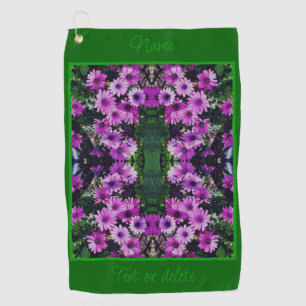 Purple African Daisy Flowers Abstract Personalised Golf Towel