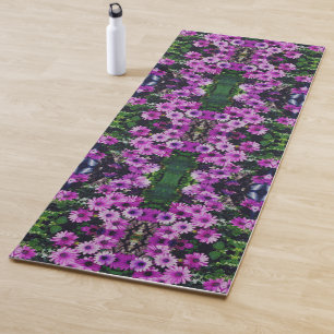 Purple African Daisy Flowers Abstract Yoga Mat