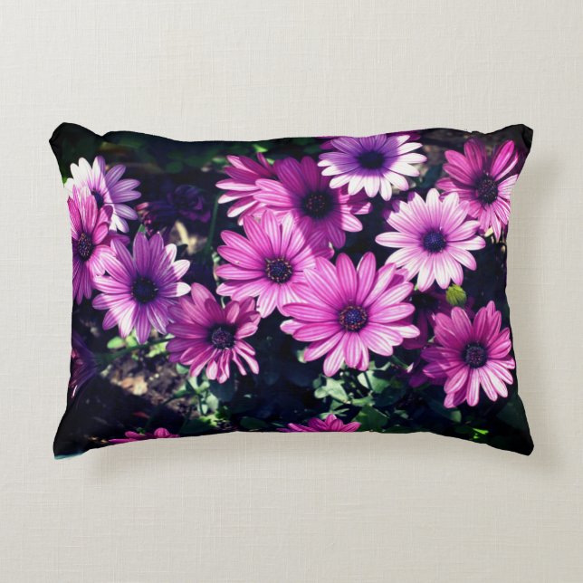 Purple African Daisy Flowers  Decorative Cushion (Front)