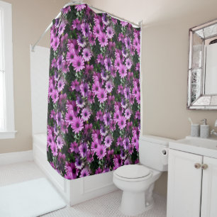 Purple African Daisy Flowers Nature Pattern  Shower Curtain