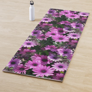 Purple African Daisy Flowers Nature Pattern Yoga Mat