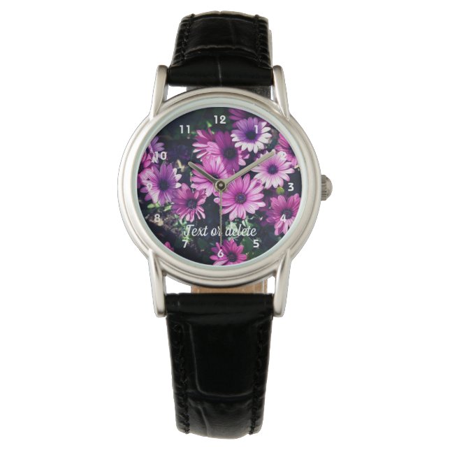 Purple African Daisy Flowers Personalised  Watch (Front)