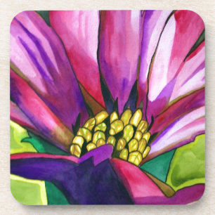 Purple African Daisy watercolor art flower Coaster
