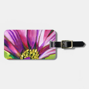 Purple African Daisy watercolor art flower Luggage Tag