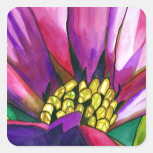 Purple African Daisy watercolor art flower Square Sticker