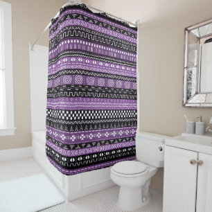 Purple African Ethnic Tribal Shower Curtain