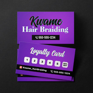 Purple African Hair Braiding Service Loyalty Card