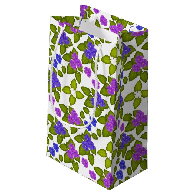Purple African Violet Flowers Gift Bag (Back Angled)